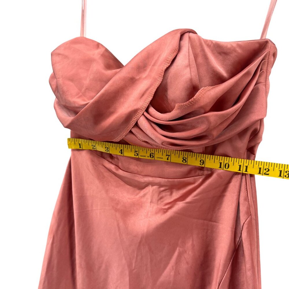 Here Comes The Sun Maxi Dress Gown Pink Satin Strapless Formal Size M - Picture 9 of 14